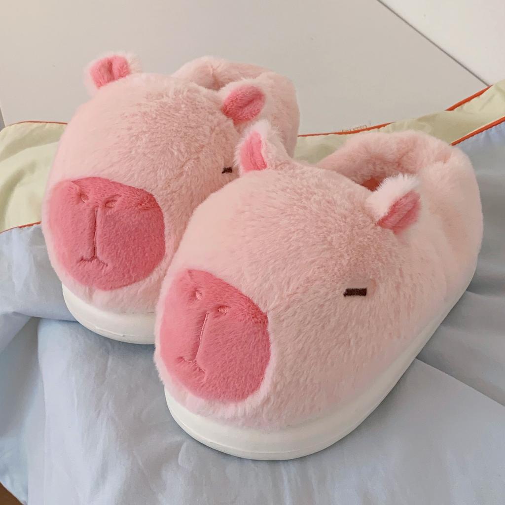 Fashion Vivid kawaii capybara slippers woman winter furry slides shoes home slippers women funny animal fluffy scuff shoes indoor sliper