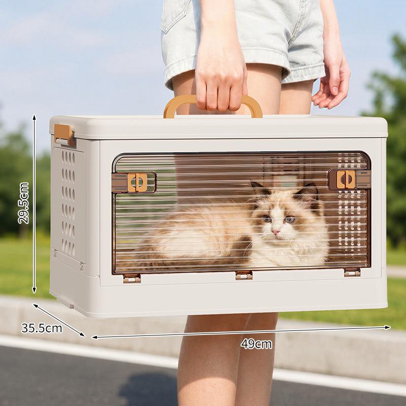 Cat Carrier Portable Foldable Hard-Sided Cat Carrier Box For Small Medium Kitten Puppy Outings Camping Walking Road Trip Hiking