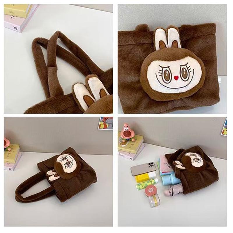Shoulder Bag Cartoon Large Capacity Handbag Labubu Plush Toy Bag Student Crossbody Bags Outdoor Travel