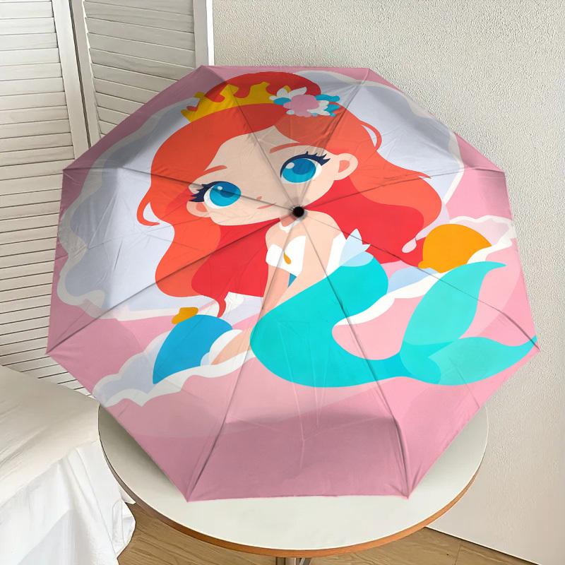 1pc Mermaid Shell Pattern Umbrella Design Automatic Opening and Closing Umbrella, High-quality Travel Umbrella, c1128277