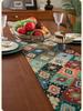 Imanqi Yun Retro Colorful Jacquard Diamond Geometric Tassel Table Runner