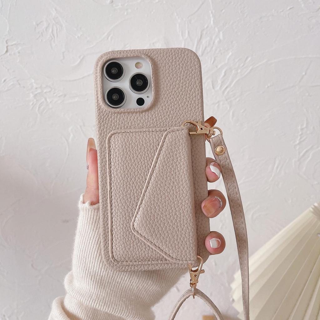Leather Crossbody Card Holder Case for iPhone 14/16/17 Pro Max - Protective & Stylish Back Cover for Women