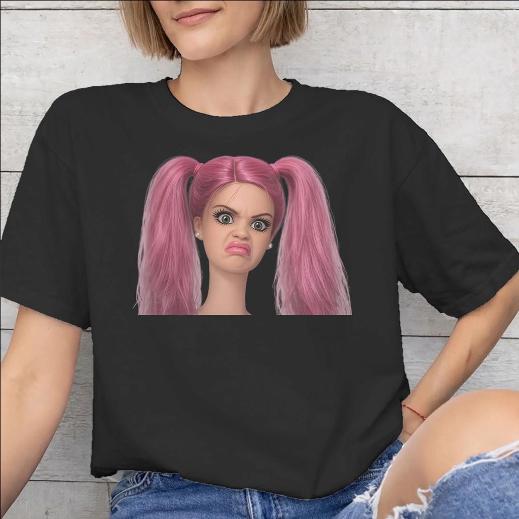 Disgusted Face Meme Doll Babe Graphic Print T Shirt Unisex Unisex Pure Cotton Tee Shirt Clothing