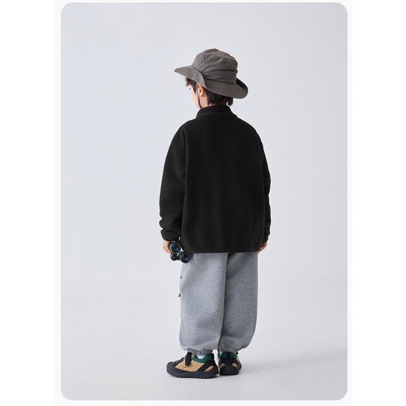 Boys Kids Fleece Zip Up Cardigan Jacket Outdoor Casual Children Top