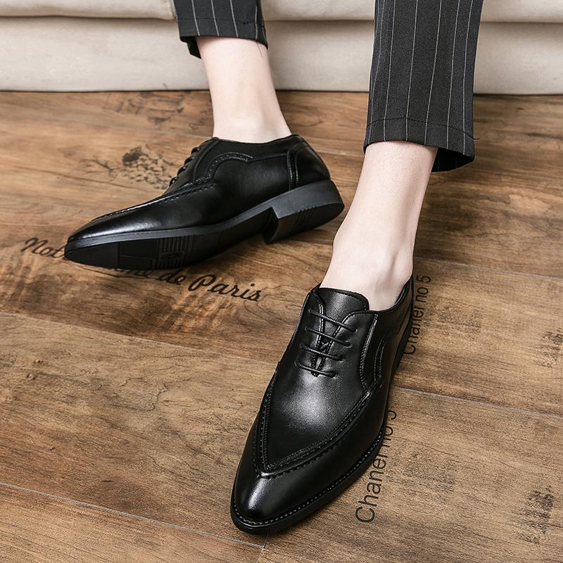 Fashion High End Brand Men's Pointed Toe Shoes for Wedding Lace Up Retro Brown Men's Business Casual Shoes Commuting Work Shoes