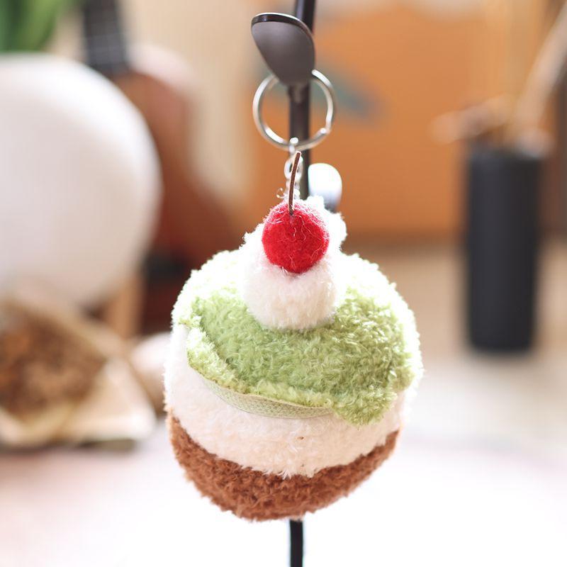 Cute Cartoon Cake Plush Toy Keychain Soft Stuffed Doll Keyring Bag Pendant Lovely Hanging Decoration Girl Gifts