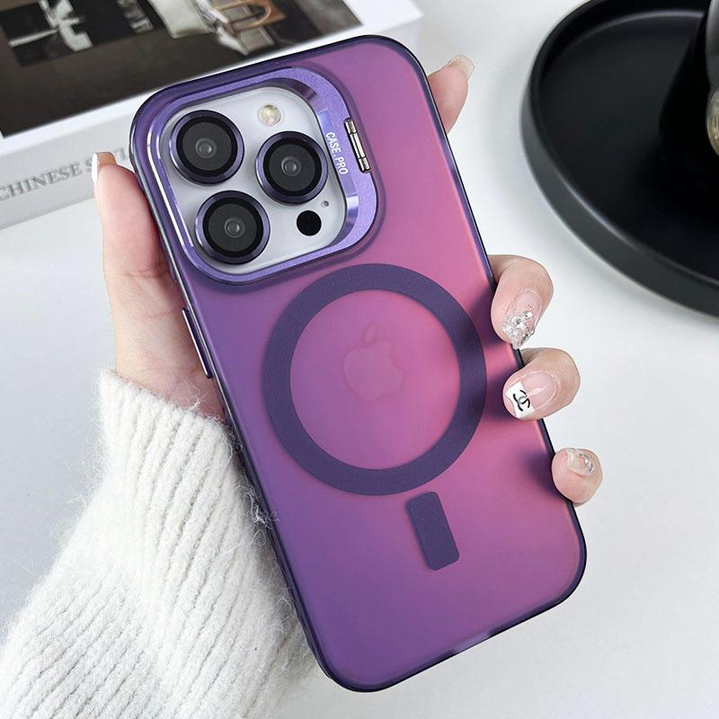 Laser Color Color Change IMD Applicable To IPhone 16 Mobile Case Apple 14Pro Hardware Lens Stand 15 Magnetic Snap