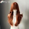 Ashely Ginger Orange Wig with Bangs Long Hair Wigs for Women Body Wavy Lolita High Temperature Fibers Synthetic Wigs for Cosplay