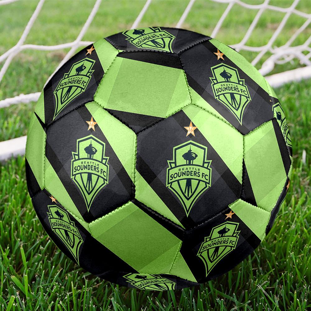 FC Seattle Sounders Soccer Ball, Colorful, Suitable for All Ages, Machine-stitched, PVC Material, Competition Grade, Durable and High Bounce