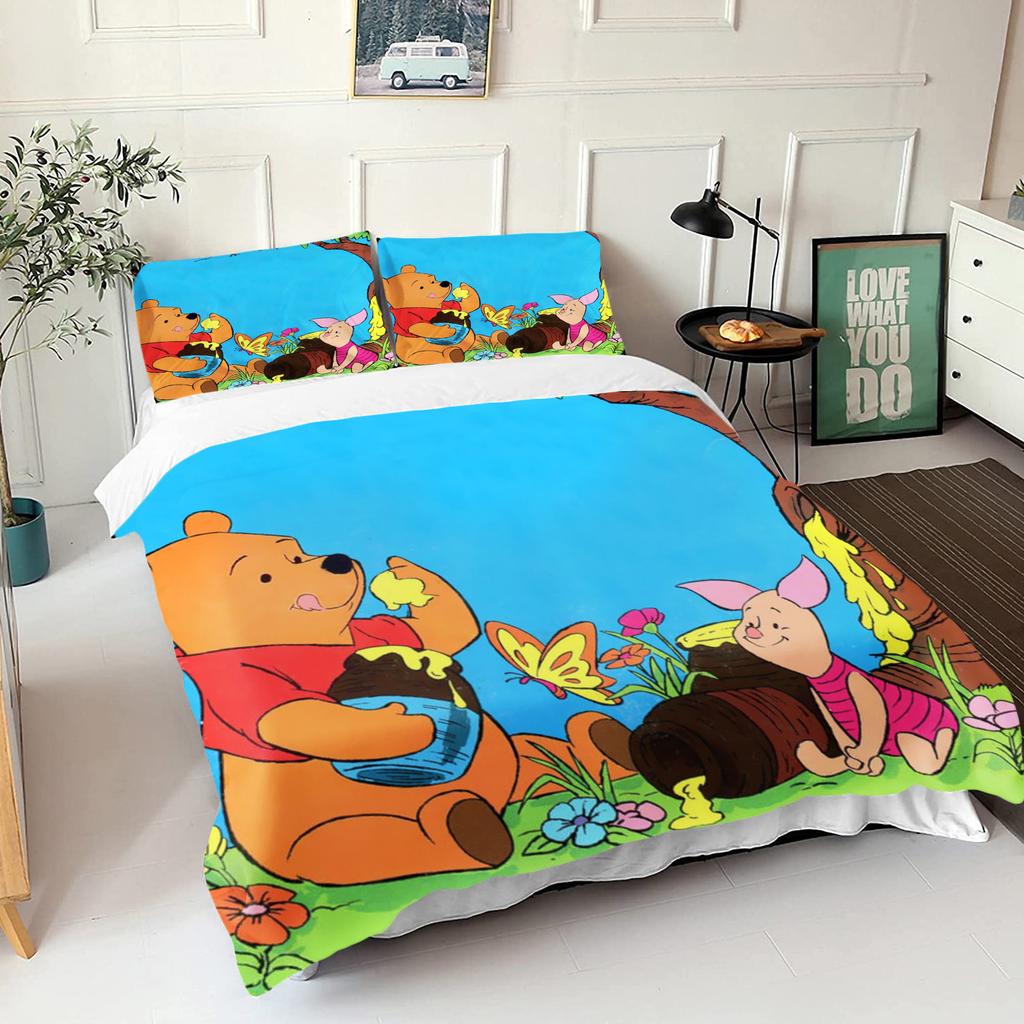 Winnie The Pooh Bear Bedding Set Duvet Cover Queen With Pillowcase 3d Children'S Bedding Set Universal Suitable For Children
