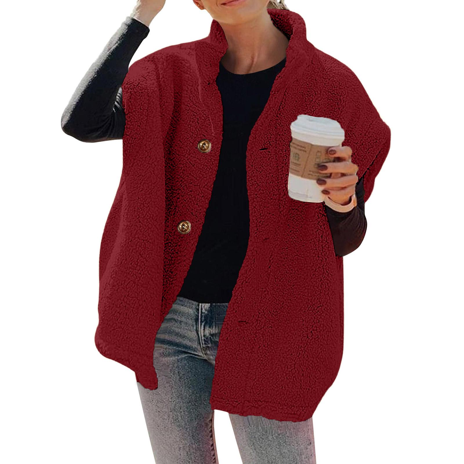 

Women s Fashion Casual All- Sleeveless Warm Vest Loose Jacket XL винний