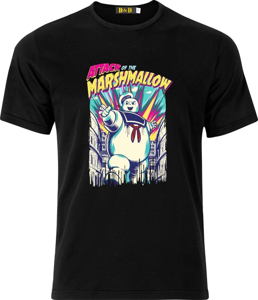 

Attack of the Marshmallow Man Full Colour D.T.F Black Cotton Funny T shirt 4XL