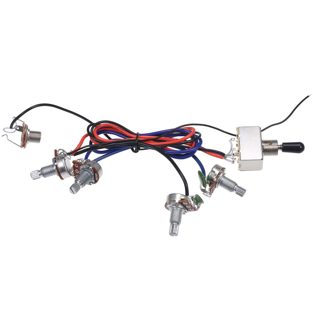 Prewired Wiring Kit for LP Electric Guitar 2T2V 500K Pots 3 Way Toggle Switch Wiring Set with Jack