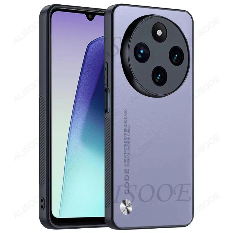

Ударостійкий чохол Funda для Redmi 14C, розкішна PU-шкіра з текстурою волокна, захисна кришка для Xiaomi Redmi 14C, Capa for Redmi 14C світло-фіолетового кольору
