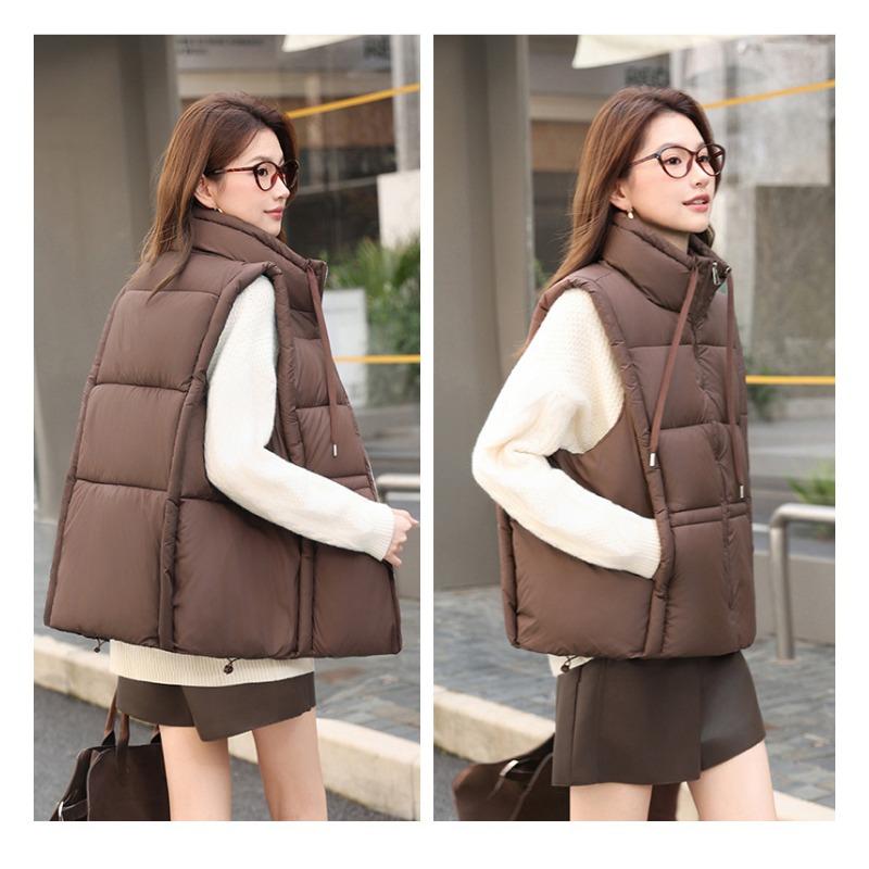 Women S Korean Style Down Cotton Padded Vest Short Warm Casual Outerwear