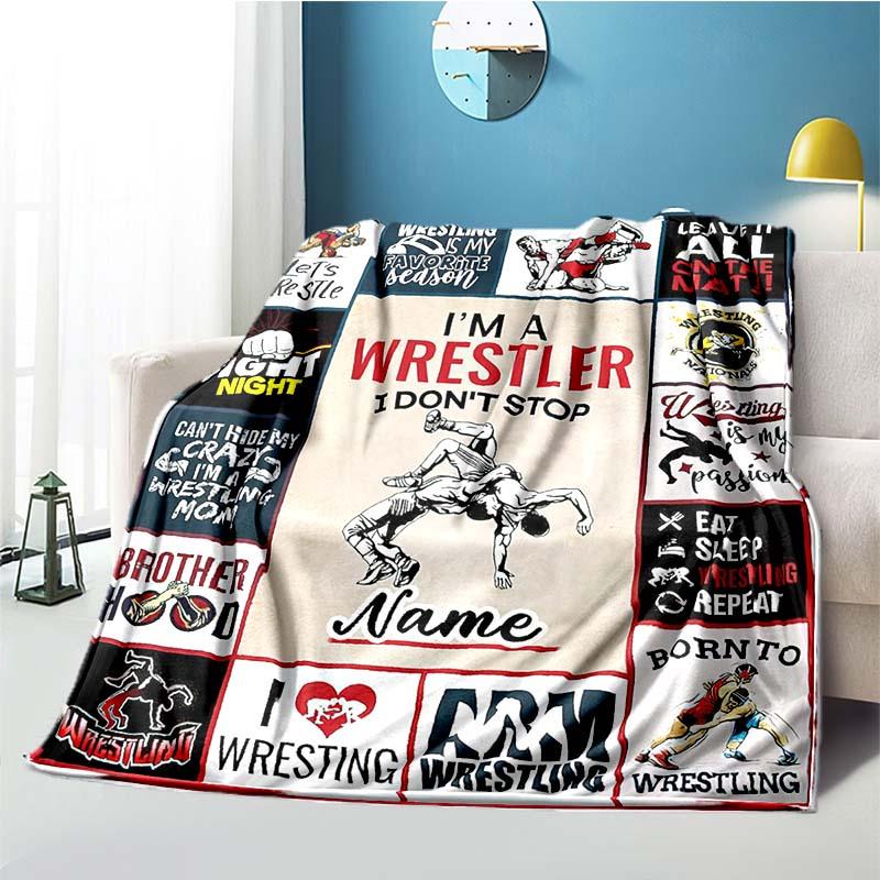 Wrestling Customize Your Name Blanket Used For Chair Office Sofa Bed Camping Soft And Warm Giving Friends And Relatives Birthday Graduation Gift
