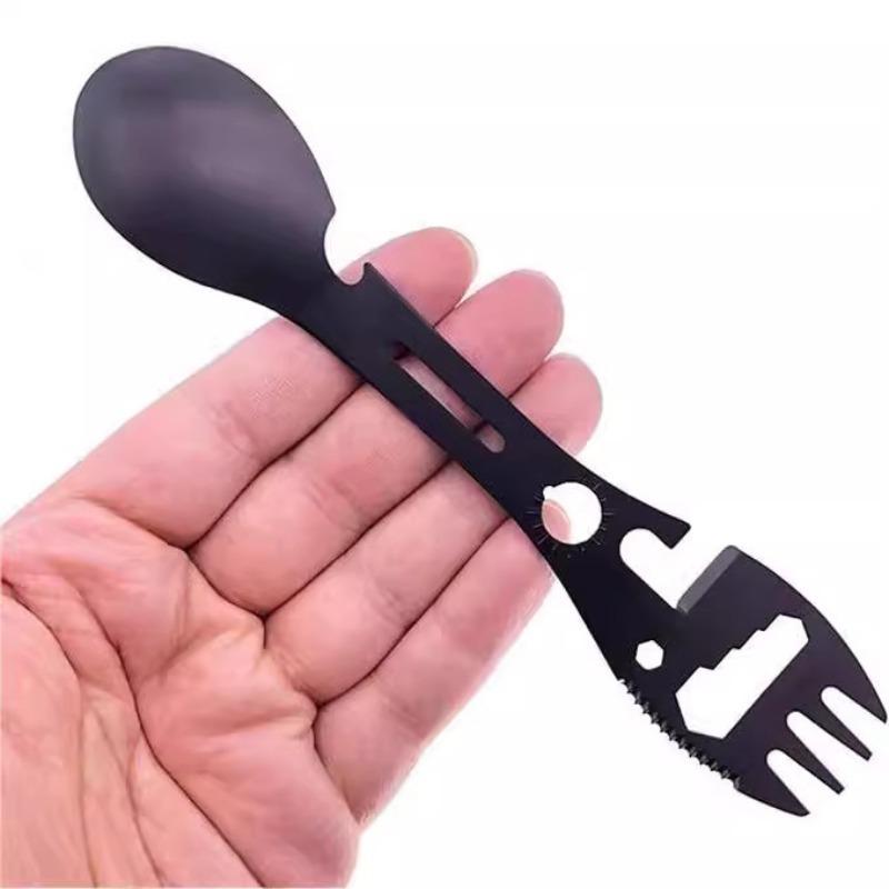 Reusable Camping Spoon Fork Bottle Opener Multi Function Tableware Spoon Outdoor Backpacking Hiking Picnics Utensils