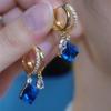 Elegant Deep Sea Blue Crystal Ear Cuffs - 2024 Niche Design