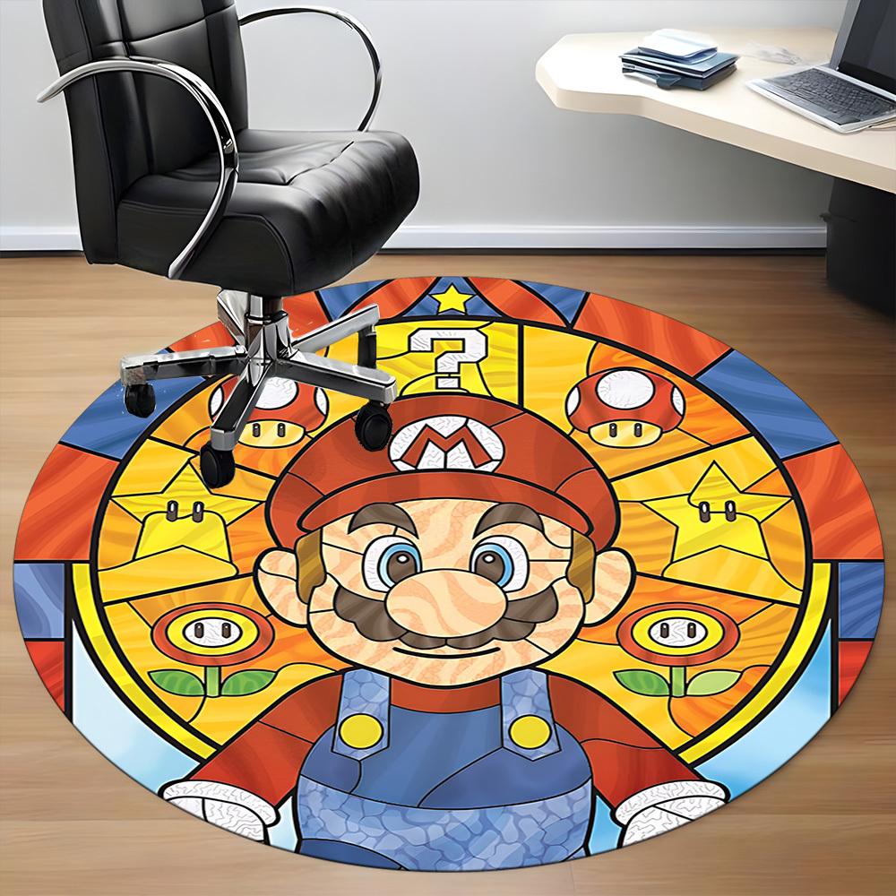 1pc Mario Game Office Round Area Rug, Under Office Chairs Bedroom Living Room Home Decor A0926058