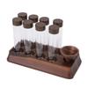 Kaffeebohnen Aufbewahrungsröhrchen mit Walnuss Holzständer Luftdicht 8 Stück Röhrchen Glas Dosier Kaffeebohnen Keller für Zuhause Geschäft Bar
