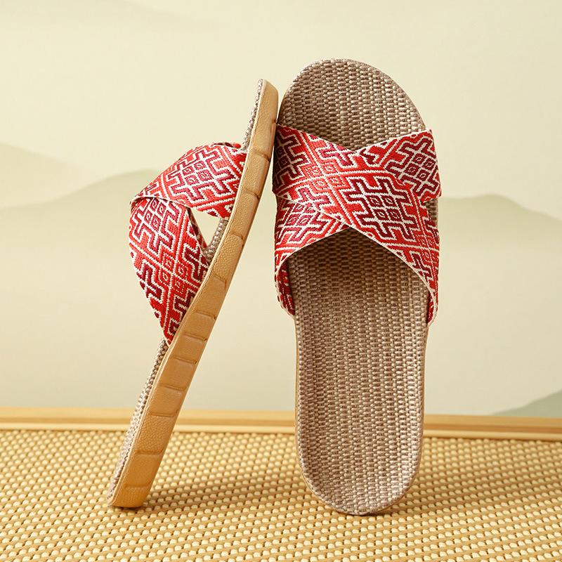 FL Four Seasons Women's Linen Deodorant Anti-slip Indoor/Outdoor Silent Slippers