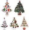 Christmas Vintage Bells Brooch Xmas Tree Shape Pins For Women Men Colorful Rhinestones New Year Jewelry Garment Accessories