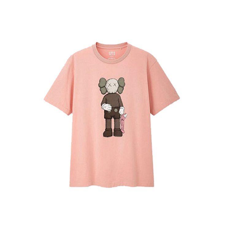 Uniqlo × T-shirt a maniche corte con stampa di bambola grigia in collaborazione con Kaws Unisex T-shirt Rosa Chiaro UQ422022000