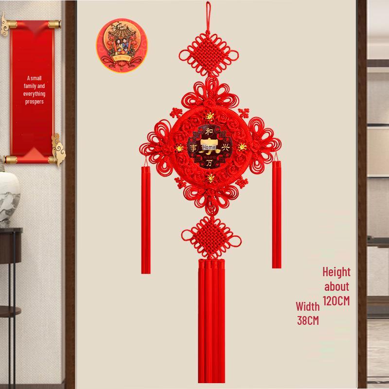 Large Chinese Knot Pendant - Fu Character Ornament for Living Room, Foyer & Entrance, New Year Decoration