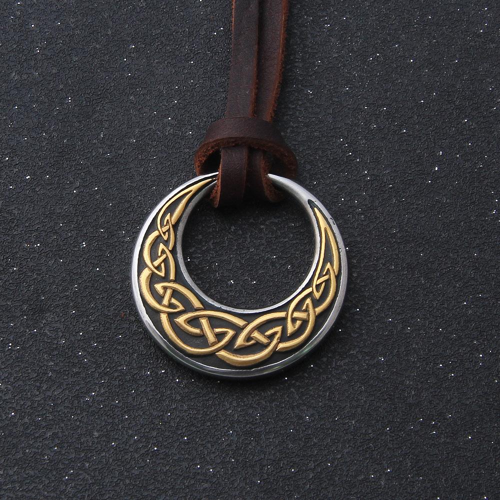 Stainless Steel Celtic Knot Round Pendant Necklace for Men & Women - Viking Adjustable Rope Chain Jewelry with Norse Triquetra Amulet, Pagan