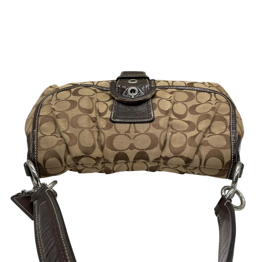 Used COACHShoulder Bag Brown canvas/Patent leather Women