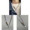Modern Asymmetric Collar Chain With Tiger Eye Stones And Titanium Pendant For Unisex