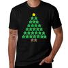 Christmas Tree Meeples with Lights Tabletop Black Background T-Shirt T Shirt Custom Print Cotton T Shirts High Quality T-Shirt