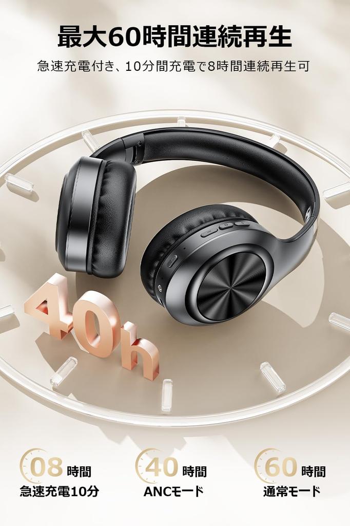 Reduction Focus On Bluetooth Wireless Headphones with ANC Noise Cancellation Up To 48 Hours Continuous Wired Wireless Dual Sound No Sound Leakage for