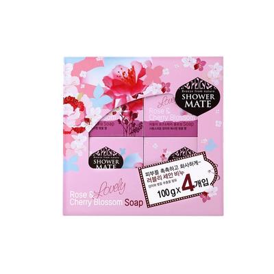 Schöne Rose & Kirschblüte Seife 100g, 4 Stück, Körperpflegeprodukte, 4 Stück