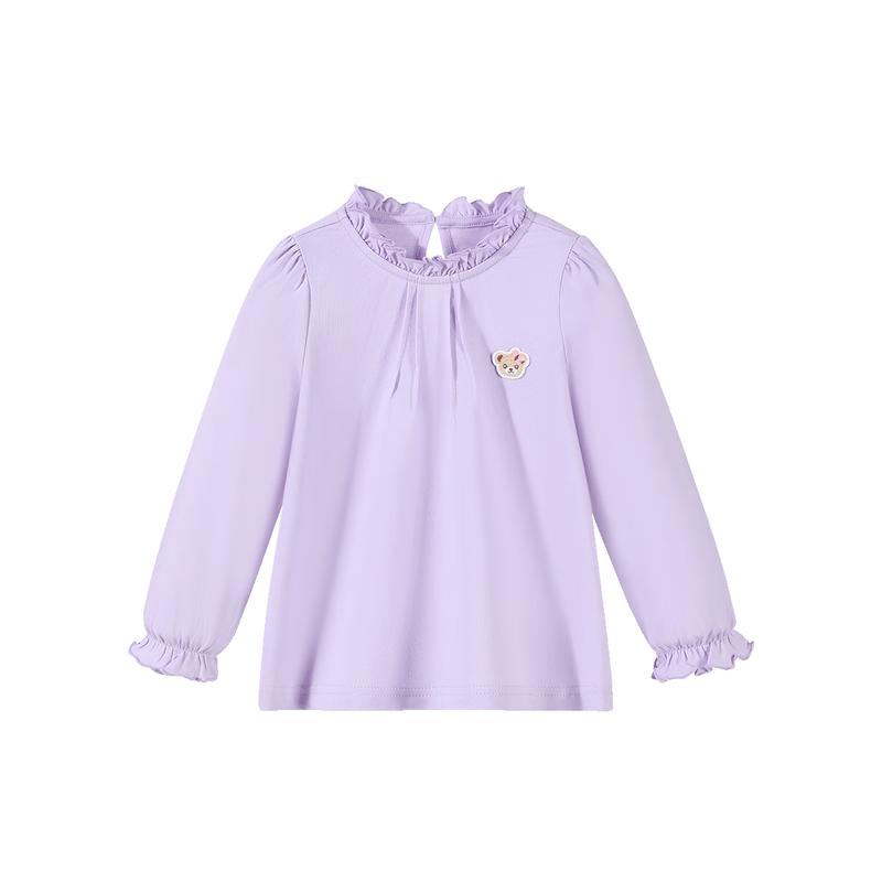 Classic Teddy Girls' Ruffled Collar Long-Sleeve T-Shirt