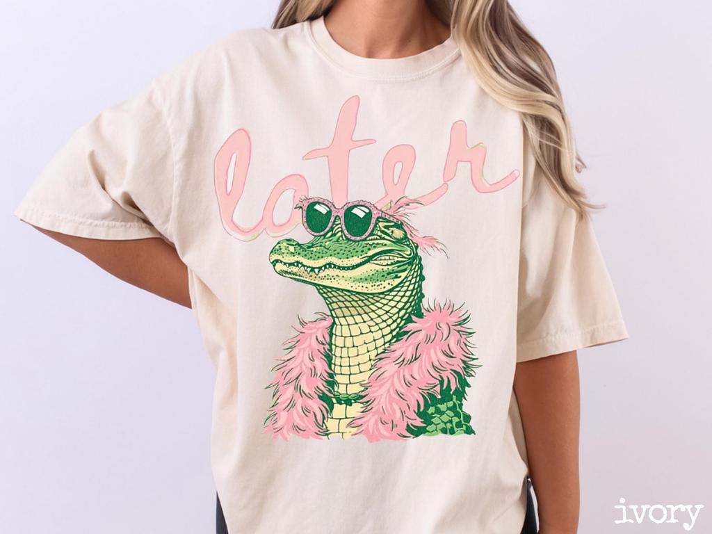 Comfort Colors Later Gator Shirt, See You Later Alligator Shirt, Trendy Vacation T-shirt, Crocodile Graphic Funny Quote Beach Summer Tee