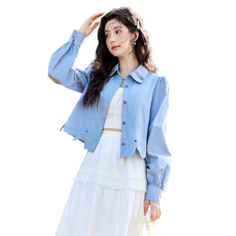 Women s 100% Cotton French Style Blue Shirt S