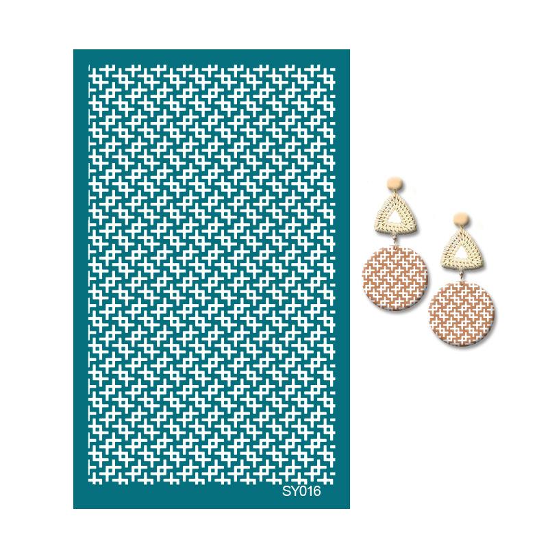 23 Styles Self-Adhesive Silk Screen Stencils for Polymer Clay Palm Leaves Reusable Mesh Transfer Printing Earring Jewelry Making