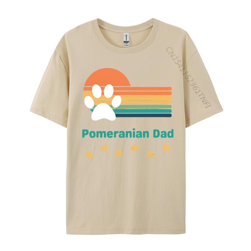 Pomeranian Dog Dad Vintage Retro Colorful Tshirt Men T Shirts Gifts Print Tshirts Casual Plus Size Tops Tee Graphic T Shirts