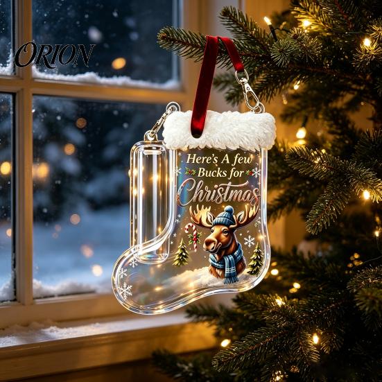 Christmas Money Holder for Cash Stocking Holder, Clear Gift Clip Ornament Tree Unique Graduation Hanging Decor, Transparent Bill Display Pendant