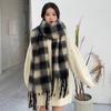 Maillard's new striped scarf women's autumn and winter thickened warm scarf student versatile solid color light luxury