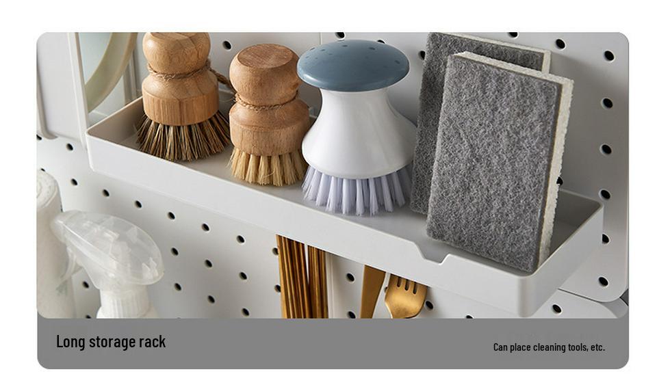 Wall-Mounted No-Drill Pegboard Storage Shelf for Kitchen and Dorm Room