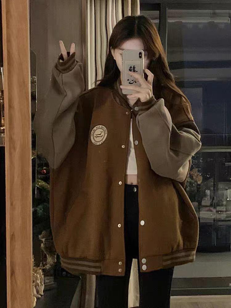 Women's Retro American Baseball Jacket 2025 – Loose, Versatile, Plus Size, Casual Spring/Autumn Couples Top