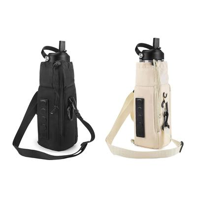 Magnetic Sleeve Pouch for Water Bottle Waterproof Detachable Strap Gym Bottle Bag with Multiple Storage Compartments