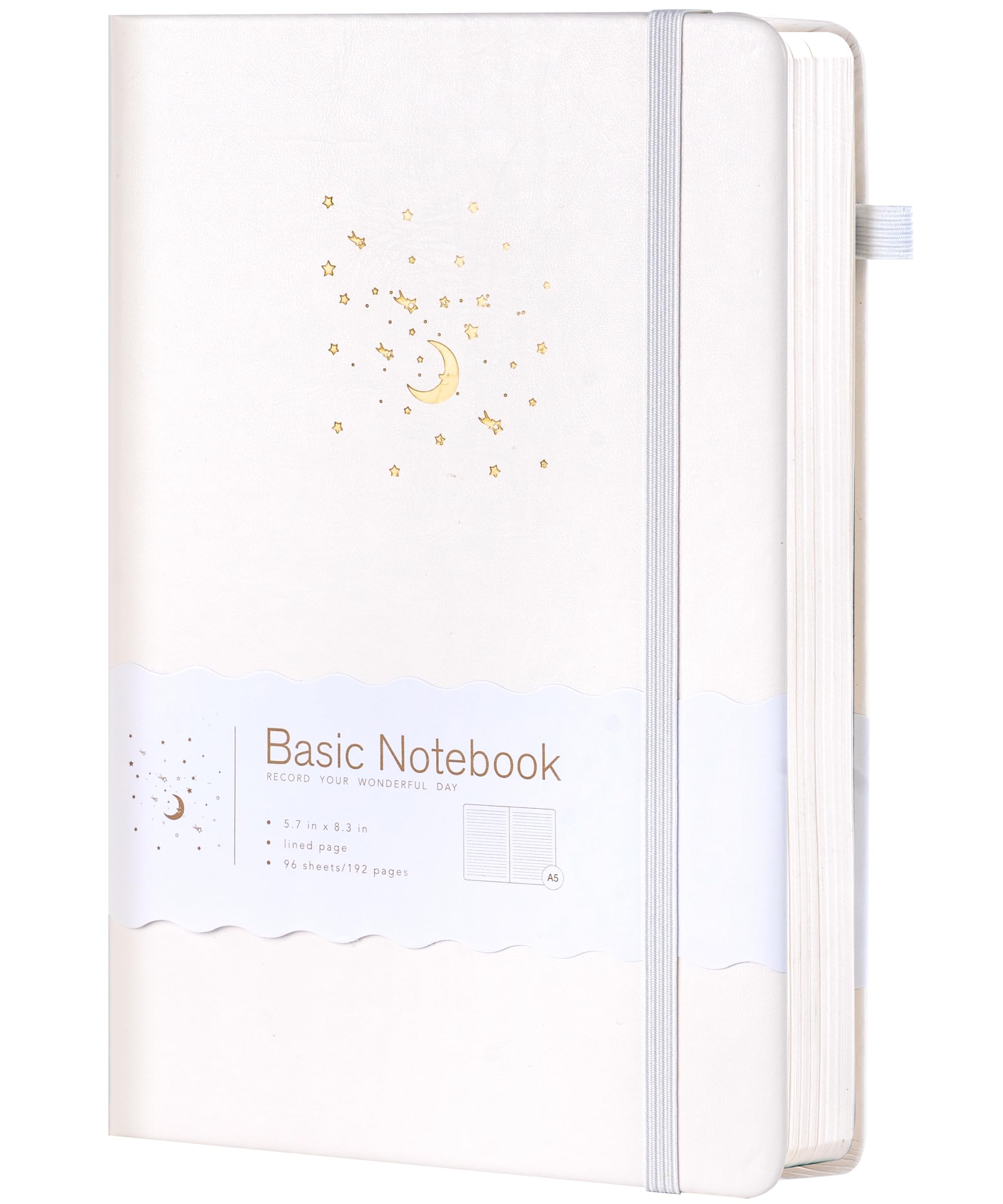 

CAGIE A5 Hardcover 8mm with Pen Classic x Travel Work Beige Notebook, Stylish, Ruled, Holder, Style, Cute, 14.5cm 21cm, Business, Adult, Girl,