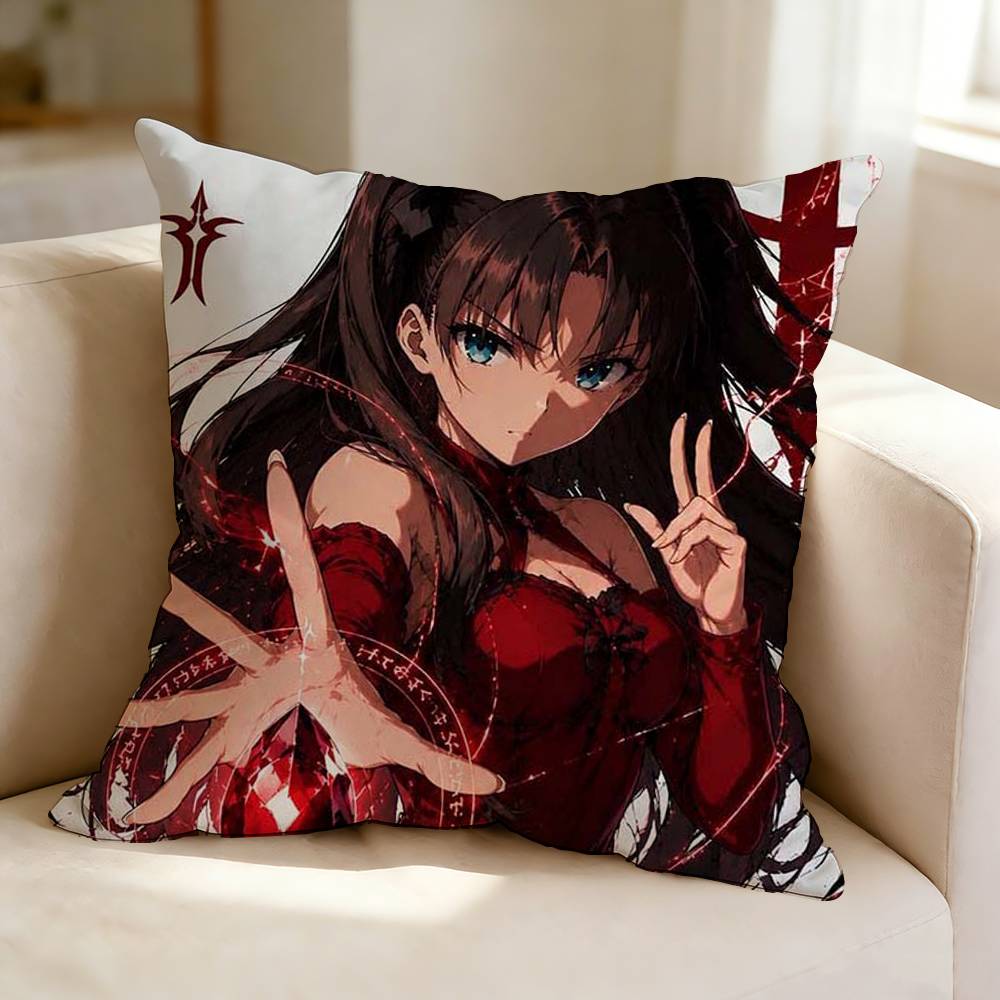 FFate Stay Night Anime RRin Tohsaka  Square DoubleSided printed Pillow Case Bedroom Bedside Pillow Sofa Cushion Cover