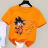Dragon Ball Goku T-shirt for Children Cartoon A-Z Letters Tee Top Boys Girls Orange Clothes New Kids Short Sleeve Clothing Gift
