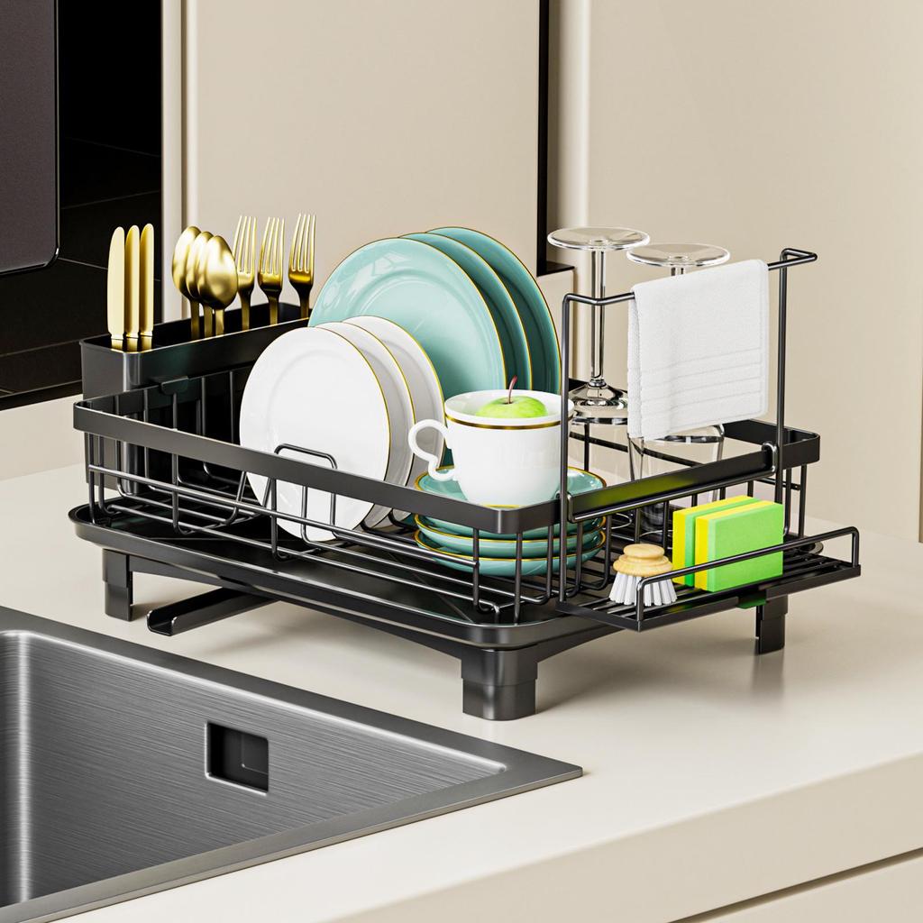 Cross-Border Draining Dish Rack: Kitchen Countertop Bowl & Dish Storage with Cutlery & Chopstick Box