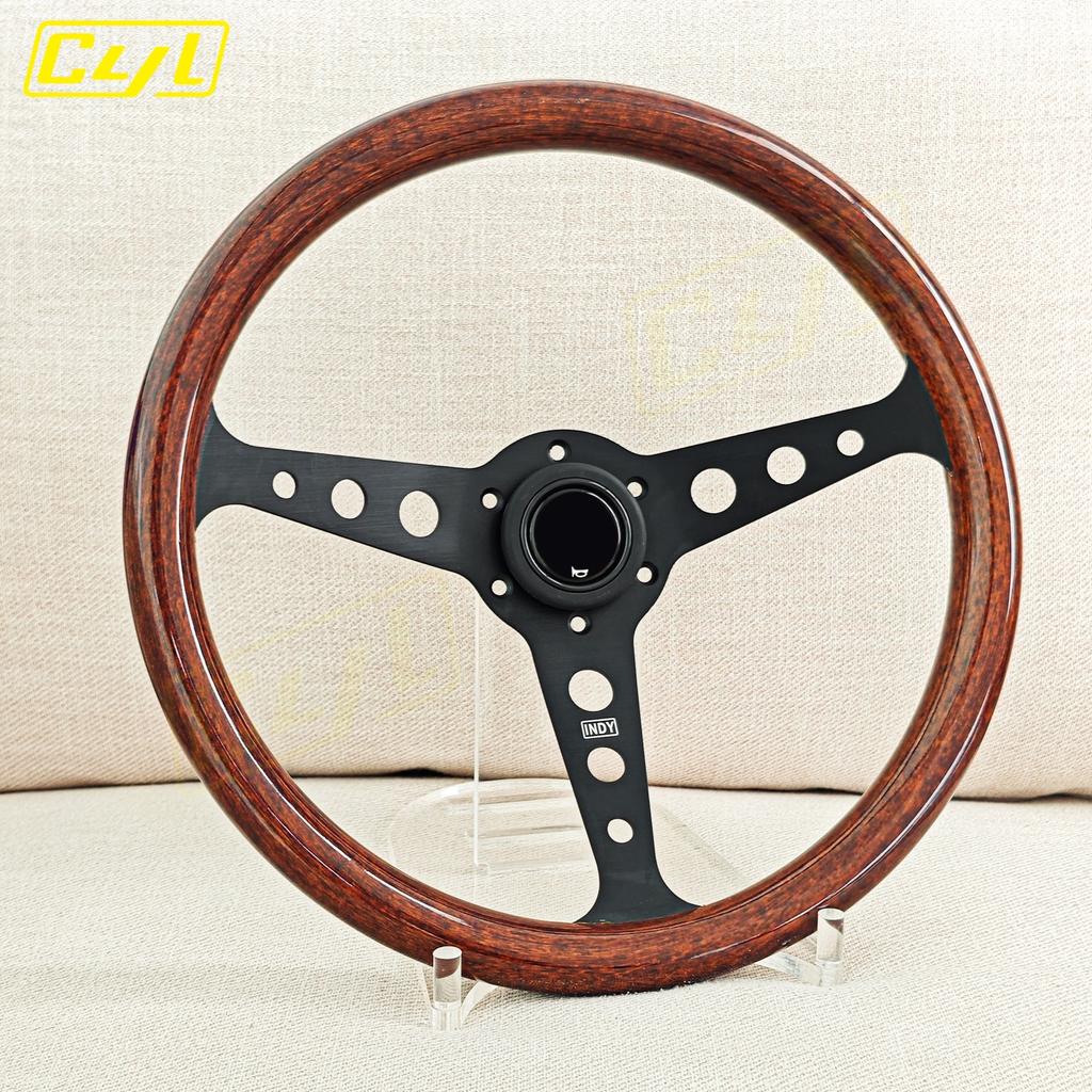 JDM INDY Classic Wood Style Steering Wheel Universal 14inch Racing Sports Drift Steering Wheel