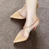 Fashion 2025 New Sexy Pointed High Heel Sandals Hollow Out Buckle Strap Red Sole Women Shoes